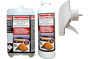 Cleanprince 2500ML Cabrioverdeck- y Zelt-Imprägnierspray 2,5 Litros Cabrio Cabriolet Cabrioimprägnierung Cabrioletimprägnierung Convertible Impermeable Superior Auto Tejido Nylo Tienda Tela