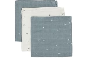 Jollein Pañuelos para bebés, 3 Unidades, 31 x 31 cm, 100% algodón, con Certificado Oeko-Tex, Color Verde mar