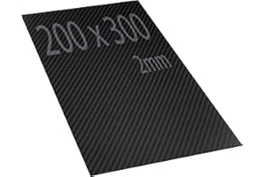VEIKEN Placa de Fibra de Carbono de 200 x 300 mm. 2mm de espesor. Lámina de Fibra de Carbono 3K Mate. Resistente y gran dureza, para corte con CNC. Plancha de Fibra de Carbono de 200mm x 300mm
