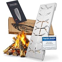 Planches Saumon Acier Inoxydable Bärenststahl - 4 Planches + Supports - Pour Barbecue Et Flambage