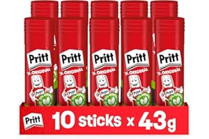 Pritt Colla Stick 10 x 43g, Colla per bambini sicura e affidabile, Adesivo per lavoretti e fai da te, con una tenuta forte per uso scuola e ufficio, 10 stick x 43g