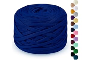 LEREATI 285g T Shirt Yarn for Crocheting 100m Elastic Ribbon Yarn Thick Crochet Fabric Yarn, Knitting T-Shirt Yarn for Crochet Bag, Blanket, Basket, DIY Projects, Home Decor (Royal Blue)