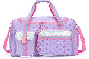 HTGROCE Torba podróżna dla dzieci, torba sportowa z kieszenią na buty, na noc, do tańca, sportu, do noszenia na weekendy, dla dzieci, Lila-Star, torby podróżne