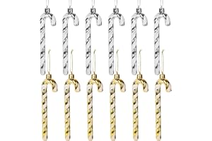 LIAILA 12 Pieces Decoracion Navidad - Caramelos Navidad Brillantes con Purpurina para Árbol, Decoracion Navidad Interior y Exterior Christmas Decorations para Crear Ambiente Festivo