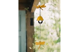 ‎SMALL SNAIL Small snail Japanisches Windspiel Libelle Windspiele Garten Bronze Wind Chime Hängende Dekoration für Haus Hof Gehweg Wand Tür Ornamente, Gelb