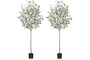 Fopamtri Eucalipto Artificial 180cm Planta Artificial de Eucalipto Arbol Artificial Plastico Interior y Exterior para Decoración Hogar Jardín Oficina Bodas (2 Piezas)