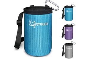 Qyibleri Chalk Bag - Waterproof Oxford Fabric Climbing Chalk Bag with Adjustable Belt & Drawstring, Large Opening and Built-in Skeleton Chalk Bucket for Bouldering, Weightlifting and Fitness