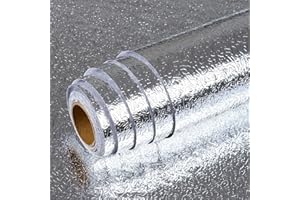 VEELIKE Rollo de papel pintado con efecto de papel de aluminio con parte trasera adhesiva, cubierta de encimera de cocina, 40 cm x 300 cm, película de vinilo de despegar y pegar, lavable, papel de