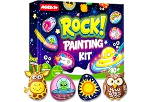 LUVTOY Steine Zum Bemalen - Bastelset Kinder ab 5 6 7 8 9 10 Jahre - Geschenk Mädchen 6-12 Jahren - Im Dunkeln Leuchten Basteln Mädchen - Steine Bemalen Set - Spielzeug ab 6 Jahre Halloween Geschenk