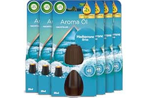 ‎AIR WICK Air Wick Aroma-Öl Flakon Nachfüller – Duft: Mediterrane Brise – Zitrischer Wohnungsduft mit ätherischen Ölen – 6 x 20ml Duftöl Set