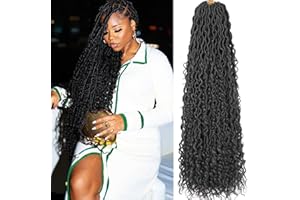 Samtress 30 Inch New Goddess Locs Crochet Hair 8 Packs Blacks Faux Locs Crochet Hair with Curly Ends Soft River Locs Crochet Braids Pre Looped Bohemian Hippie Locs Hair Extensions for Women (#1B)
