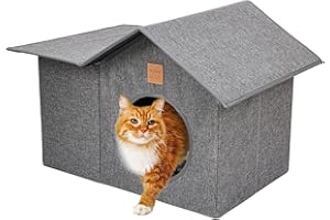 BULANGDE Cat House Outdoor Winterproof, Foldable Cat Cave Weatherproof Cat House Felt for Outdoors, Insulated Cat House Rustica for Outdoor Cat House Indoor Pet House for Small Cats Dogs