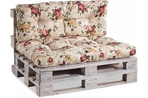 Gutekissen® Cojines para palets Cojines para palets PPI (Set (Asiento 120x80 +Respaldo 120x40), Flores 4)