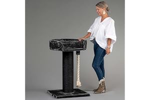 RHRQuality Arbre a Chat XXL geant - Chartreux - griffoir Arbres pour Grand Gros Chats Maine Coon Solide à Grande Taille Original Design Moderne de Luxe Adulte (Blackline Gris Foncé)