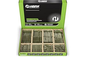 Heifix 400-Piece Wood Screw Assortment Set in Eco Storage Box - FREE Screw Bit Included - Double Countersunk, Pozi, Yellow Zinc, Heavy Duty - For DIY, Floorboard, Wood Fences