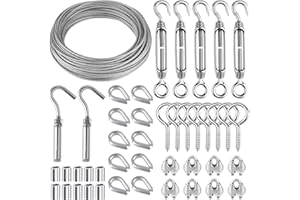 CHRORINE 44 Stück Gartendraht für Kletterpflanzen 30M Garten Drahtseil Kit 304 Edelstahl M5 Spannstraffer