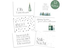 GENTLE NORTH Weihnachtskarten Set (32 Stück) mit unterschiedlichen Motiven - A6 Postkarten für Weihnachten - Eine Christmas Postkarte für jeden deiner Liebsten - Coole Weihnachtspostkarten mit und ohne Sprüche