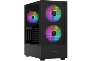 GAMDIAS TALOS PC Case, EATX Gaming Mid Tower, Pre-install 3 PWM ARGB Fan, Tempered Glass Side Panel, Airflow Mesh, Support Dual 360 & Type-C, Black
