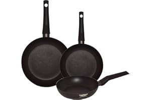 PINTINOX Prima Collection Black Set 3 Padelle Antaderenti Induzione Diametro 20-24-28 cm