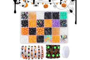 COSIESNEST Halloween Clay Beads Kit, 1750 Pcs Halloween Beads for Bracelet Making DIY Arts and Crafts for Gifts Jewelry Making Witch Hat Charms, DIY Gifts Supplies