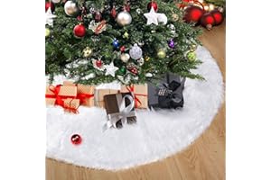 Forhandy Weihnachtsbaumdecke Rund 120cm Weihnachtsbaum Rock Christbaumdecke Weiß Plüsch Christbaumständer Teppich für Weihnachtsbaum Dekoration Bodendekoration