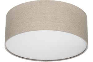 REV LED-taklampa sovrum - 30 cm, rund, med tygskärm, taupe