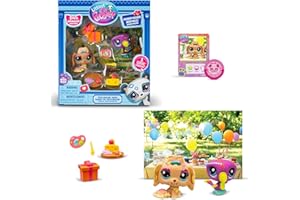 BANDAI Littlest Pet Shop Pack PETFLUENCERS Fiesta AL Aire Libre BF00572 Incluye 2 Mascotas, 4 Accesorios, 1 Fondo, 1 Tarjeta de coleccionista, 1 código Virtual, Generación 7, 4 años+