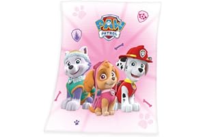 Herding Paw Patrol Kuscheldecke, 130 x 160 cm, Weicher Polyester, Rosa