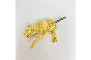 KNOBS BY BLOSSOM Gold Safari Animal Iron Metal Drawer Knobs (Hook, Leopard)