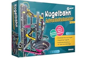 Franzis 67300 Kalendarz adwentowy Marble Run, 24 dni do własnego marmurowego biegu, zestaw do rękodzieła z tektury, bez plastiku, zalecany od 8 lat
