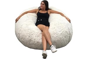 BANANAIR Giant Bean Bag - 47 inches, 120 cm Size - Made in France - Ultra Soft & Comfortable - Machine Washable Cover - Premium Quality - Synthetic Fur - Fluffy Bean Bag Chair, Sofa