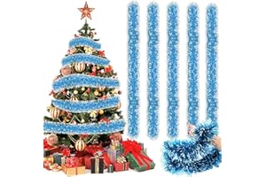 ZZRSYJ 10M Weihnachten Lametta Girlande, Weihnachtsbaum Lametta Girlande Weihnachten, Weihnachtsgirlanden Glänzend Weihnachtsbaum Girlande, Für Weihnachten Hochzeiten Urlaubsfeiern(Blau)