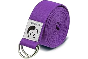 Slim Panda Yoga Belt Pilates Yoga Straps Stretch for Exercise Workout Dance, 1.8m & 2.5m Cotton Yoga Belt with Safety D Ring Buckles for Stretching, Flexibility