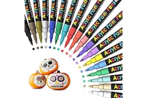 ‎APOGO APOGO Acrylstifte für Steine Wasserfest Steine zum Bemalen, 18 Farben 0.7mm Acrylstifte Set für Weihnachtsbasteln, Acrylic Marker Stifte für Holz, Glas, Tassen, Kürbis, Kerzen, Keramik, Leinwand
