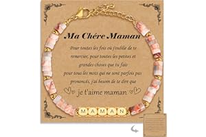 SUNSH Cadeau Maman Fille Papa Fils Cadeau Noel Ado Fille Idee Cadeau Anniversaire Cadeau Fête Des Pères Fête Des Mères Noël Anniversaire Cadeau pour Maman Fille Papa Fils,Bracelet Pierres Naturelles