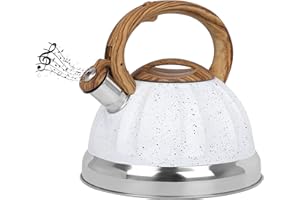 Belle Vous Bollitore Acqua con Fischio - Teiera con Fischietto 3 L - per Fornello a Induzione Gas e Piastra Elettrica - Bollitore Acciaio Inox per Tè e Caffè - Bianco