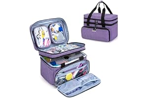 BAFASO Bolsa para Kit de Costura de Doble Capa, Costurero Grande con 2 Bolsillos Desmontables, Bolsa de Costura (Sola Bolsa), Púrpura