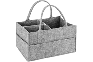 MaidMAX Bébé Diaper Caddy, Portable Organiseur de table à langer Chambre d'enfant Panier de rangement organiseur avec avec compartiments interchangeables, Sac de lingettes bébé, gris