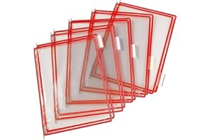 DJOIS Tarifold 114003 - A4 PVC-Taschen mit Zapfen für Wanddisplayset und Dokumentenablage aus Metall, rot, 10 Taschen