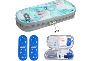 YOUSHARES Medicine Cool Bag - Monjaro Travel Case with 2pcs Ice Packs for Diabetic Supplies, Injection Cooler Travel Case Keep Medicine Cool While Traveling (Marble Green)