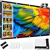 Projectiescherm, 16: Projectiescherm, 9 HD 4K opvouwbaar draagbaar wit projectiescherm met 160 graden kijkhoek voor thuisbioscoop binnen, voor school en voor buiten (84 inch, 186 cm (B) x 105 cm (H