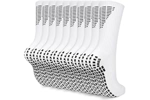 KOOOGEAR 5 paia di calzini da calcio da uomo, calzini sportivi da calcio, antiscivolo, calze da calcio, colore nero, bianco, 43-46