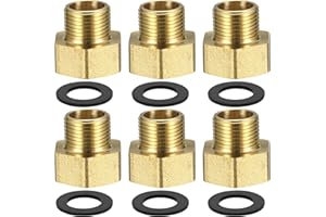 QEAPUG 6 Pcs Réduction 3/8 Male 1/2 Femelles, Adaptateur 1/2" Femelle à 3/8" Mâle BSP Filetage en Laiton, Mamelon Hexagonal Laiton Réduit pour Conversion de Raccordement de Tuyau