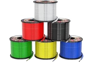 HAERKN 1.3mm² 16awg Silicone Electrical Wire Cable 6 Colors 6x10Meters 16 Gauge Hookup Wires kit Stranded Tinned Copper Wire Flexible and Soft High Temperature Resistance