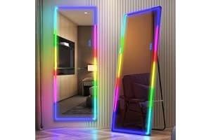 LVSOMT RGB helkroppsspegel, 153 x 50 cm, svart | Stora väggspeglar rektanglar, moderna speglar omklädningsrum sovrum, 7 färge
