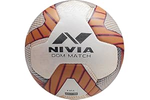 NIVIA Dom Football | Material: ‎Polyvinyl Chloride (PVC) | Inflating Needle | Air Retention | 32 Panel | Suitable For Grassy Grounds | For Men and Women | Futsal Ball (Golden, Size: 5)