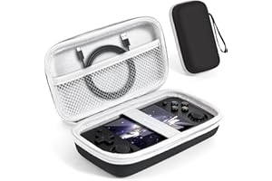 Astarama Twarda torba do przenoszenia RG35XX H przenośnej konsoli do gier, torba do przechowywania z tworzywa EVA z kieszenią z siatki na kartę SD, kabel USB typu C, podręcznik użytkownika (może nie