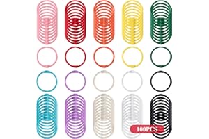 WOLEEUP 100PCS Metal Binder Paper Book Rings - 3cm Colorful Loose Leaf Binder Rings for Index Cards, Key Chains, Flash Card Rings for School Home Office