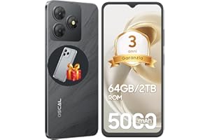 OSCAL Flat 2C Movil 2025 Android 14 6.56" Pantalla HD+ Smartphone, 5000mAh, 6GB+64GB/2TB, 13MP+8MP/4G Dual SIM/8-Core/Face ID/OTG/GPS/Funda de Móvil/3 Años Garantía Telefonos Moviles Libres - Negro