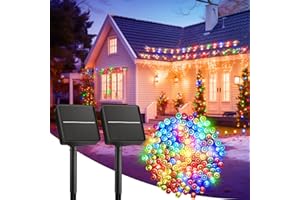 BRIGHTOWN Solar String Lights Outdoor 22M/72FT 400 LED Solar Powered String Lights with 8 Lighting Modes, Waterproof Patio Lights for Outside Tree Balcony, 2 Pack